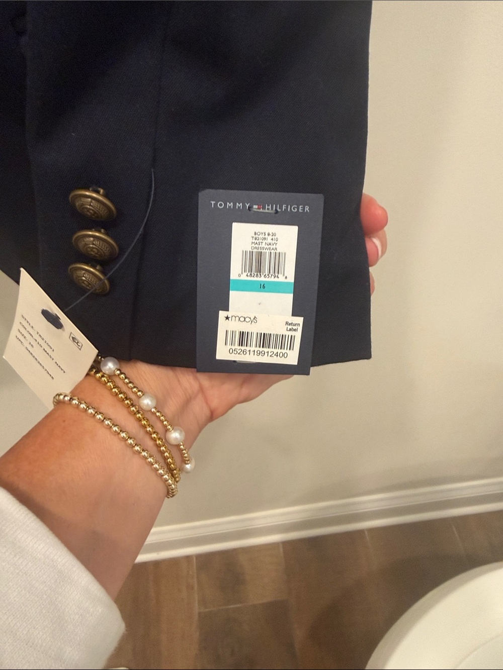 Boys Tommy Hilfiger Navy Sport Coat with Brass Buttons NWT size 16